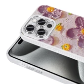 Apple iPhone 15 Pro Kılıf Çiçek Desenli Parlak Taşlı Sert Silikon  Garden Kapak thumbnail 4