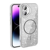 Apple iPhone 16 Plus Kılıf M-safe Şarj Özellikli Parlayan Simli  Okso Kapak thumbnail 7