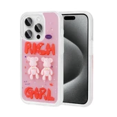 Apple iPhone 15 Pro Kılıf Kabartma Figürlü Parlak  Minimini Silikon Kapak thumbnail 1