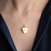 Vaoov 925 Ayar Gümüş Fotoğraflı Kişiye Özel İsimli Gold Kalp Kolye thumbnail 5