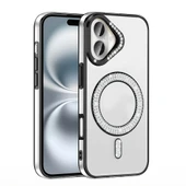 Apple iPhone 16 Plus Kılıf Pırlanta Taş Tasarımlı M-safe Şarj Özellikli  Karetta Silikon Kapak thumbnail 3