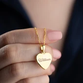 Vaoov 925 Ayar Gümüş Fotoğraflı Kişiye Özel İsimli Gold Kalp Kolye thumbnail 3