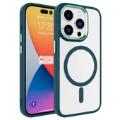 Apple iPhone 15 Pro Max Kılıf Wireless Şarj Özellikli  Krom M-safe Silikon Kapak thumbnail 1