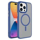 Apple iPhone 15 Pro Max Kılıf Mat Arka Yüzey Wireless Şarj Özellikli  Flet M-safe Kapak thumbnail 2