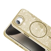 Apple iPhone 16E Kılıf M-safe Şarj Özellikli Parlayan Simli  Okso Kapak thumbnail 7