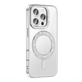 Apple iPhone 16 Pro Kılıf Pırlanta Taş Tasarımlı M-safe Şarj Özellikli  Karetta Silikon Kapak thumbnail 1