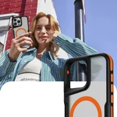 Apple iPhone 16 Pro Max Kılıf M-safe Şarj Özellikli Renkli Kenar Airbag Şeritli  Lamer Kapak thumbnail 6