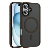 Apple iPhone 16 Plus Kılıf Mat Arka Yüzey Wireless Şarj Özellikli  Flet M-safe Kapak thumbnail 1