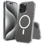 Apple iPhone 16 Pro Max Kılıf M-safe Şarj Özellikli Şeffaf Sert PC  Embos Kapak thumbnail 4