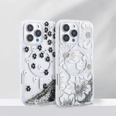 Apple iPhone 16 Pro Kılıf Sıvılı Simli Baskılı Şeffaf Arka Yüzey  Mossa Silikon Kapak thumbnail 7