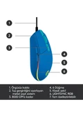 Logitech 910-005801 G102 Lightsync Mavi 8000Dpı 6 Tuş Optik RGB Blue Kablolu Gaming (Oyuncu) Mouse - 4