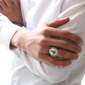 Supertrend Gümüş Sedef Üzeri Tuğralı Erkek Yüzük thumbnail 2