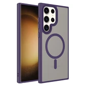 Galaxy S23 Ultra Kılıf Mat Arka Yüzey Wireless Şarj Özellikli  Flet M-safe Kapak thumbnail 1