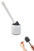 Silikon Başlıklı Klozet Fırça Takımı Yuvarlak, Klozet Banyo WC Tuvalet Temizlik Fırça Seti thumbnail 4