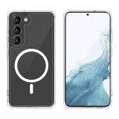 Galaxy S23 Kılıf M-safe Şarj Özellikli Şeffaf Sert PC  Embos Kapak thumbnail 4