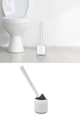 Silikon Başlıklı Klozet Fırça Takımı Yuvarlak, Klozet Banyo WC Tuvalet Temizlik Fırça Seti thumbnail 1