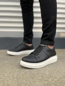 JY151 Boost Bağcıklı Cilt Erkek Günlük Sneaker Ayakkabı CBT - Siyah thumbnail 2