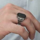 Supertrend ​gümüş Oniks Taşlı Desenli Erkek Yüzük thumbnail 3