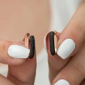 Supertrend Gümüş Çift Taraflı Siyahtaşlı J Bayan Küpe thumbnail 3