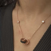 Supertrend Gümüş Rose İç İçe Geçmiş Halka Kolye thumbnail 2