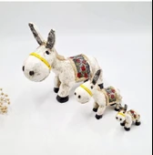 3 LÜ SEVİMLİ EŞEK AİLESİ DEKORATİF OBJE BİBLO - 1