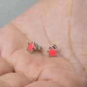 Supertrend Gümüş Fosforlu Pembe Yıldız Küpe thumbnail 3