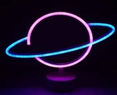 Neon Işıklı Satürn Lamba Pil+Usb MZ-503 thumbnail 1