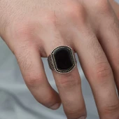 Supertrend ​gümüş Oniks Taşlı Desenli Erkek Yüzük thumbnail 2