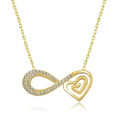 Supertrend Gümüş Gold Kalpli Sonsuzluk Kolye thumbnail 1