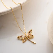 Vaoov 925 Ayar Gümüş Renkli Taşlı Gold Yusufçuk Kolye thumbnail 4