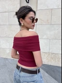 Madonna yaka sıfır kol bluz thumbnail 2