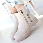 Menta Bej Cilt Fermuar Aksesuarlı Bot thumbnail 4