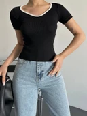 V yaka biyeli bluz thumbnail 4