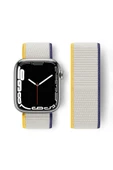 Apple Watch 38mm Hasırlı Cırtcırtlı Kordon - Sarı-Beyaz - 1