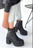Lonji Siyah Cilt Topuklu Bot thumbnail 1