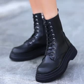 Roxan Siyah Cilt Bağcıklı Bot thumbnail 5