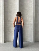 Crop pantolon keten takım s255012 thumbnail 4