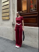 Düğme yakalı bordo alt üst takım s3943 thumbnail 3