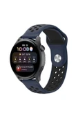 Watch 22mm Spor Delikli Kordon - Lacivert-Siyah - 1