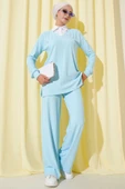 Gömlek Yaka Fitilli Salaş İkili Takım Buz Mavisi thumbnail 1