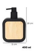 Porsima 3147 Banyo ve Mutfak Sıvı Sabunluk 400ML Siyah-Ahşap - 3