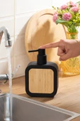Porsima 3147 Banyo ve Mutfak Sıvı Sabunluk 400ML Siyah-Ahşap - 2
