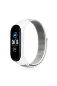 Xiaomi Mi Band 4 Hasırlı Cırtcırtlı Kordon - Beyaz - 1