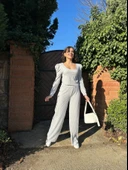 Fitilli prenses kol alt üst takım gri thumbnail 2