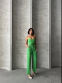 Palazzo pantolonlu alt üst takım yeşil thumbnail 6