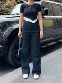 Düğme yakalı siyah alt üst takım s3943 thumbnail 4