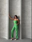 Palazzo pantolonlu alt üst takım yeşil thumbnail 2