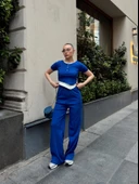 Düğme yakalı saks alt üst takım s3943 thumbnail 6