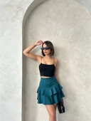 Vnlu fırfırlı etek yeşil s24681 thumbnail 4