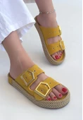 Loera Sarı Nubuk Çift Tokalı Terlik thumbnail 2